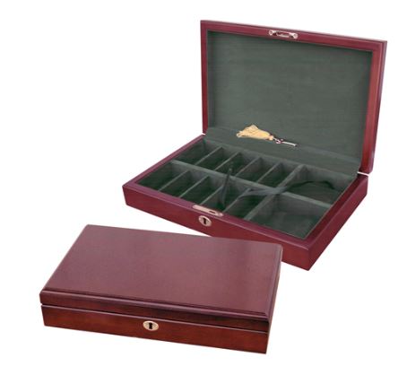 Chip Case: Cherry, Deluxe with Green Velvet Interior, 250 Chip Capacity main image